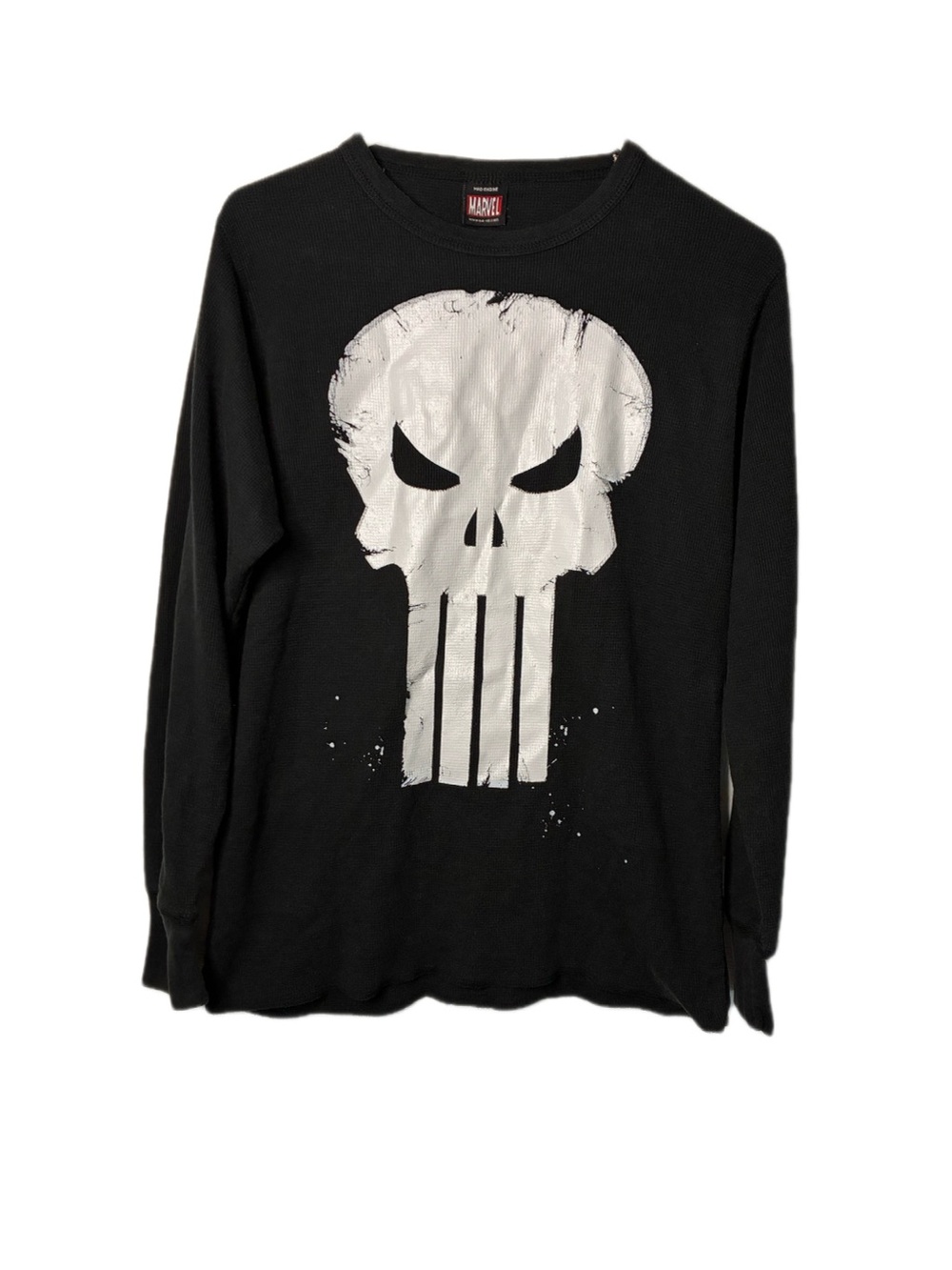 Vintage Y2K Marvel The Punisher Black Long Sleeve Thermal Mall Goth